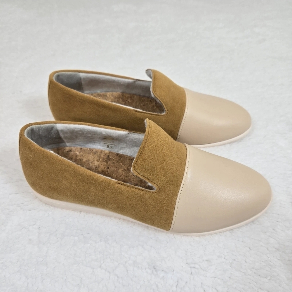 Dooeys | tan recycled vegan suede preppy house loafers shoes | Womens 8.5